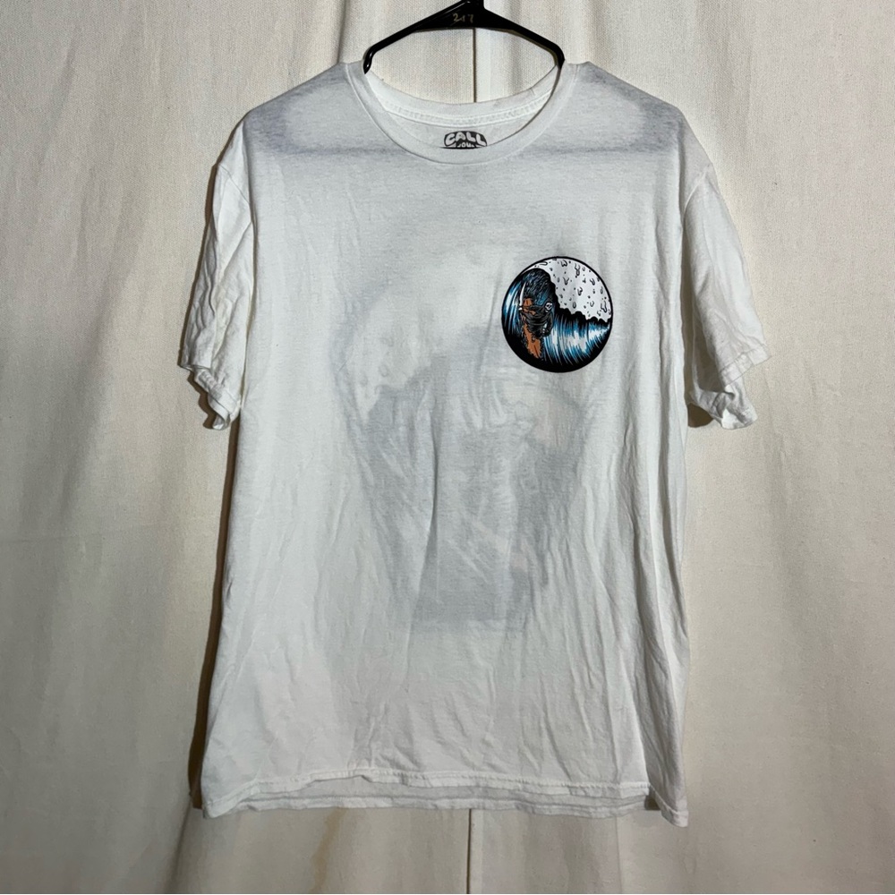 Call your mother // surfing grim reaper white tee shirt size large Mar2